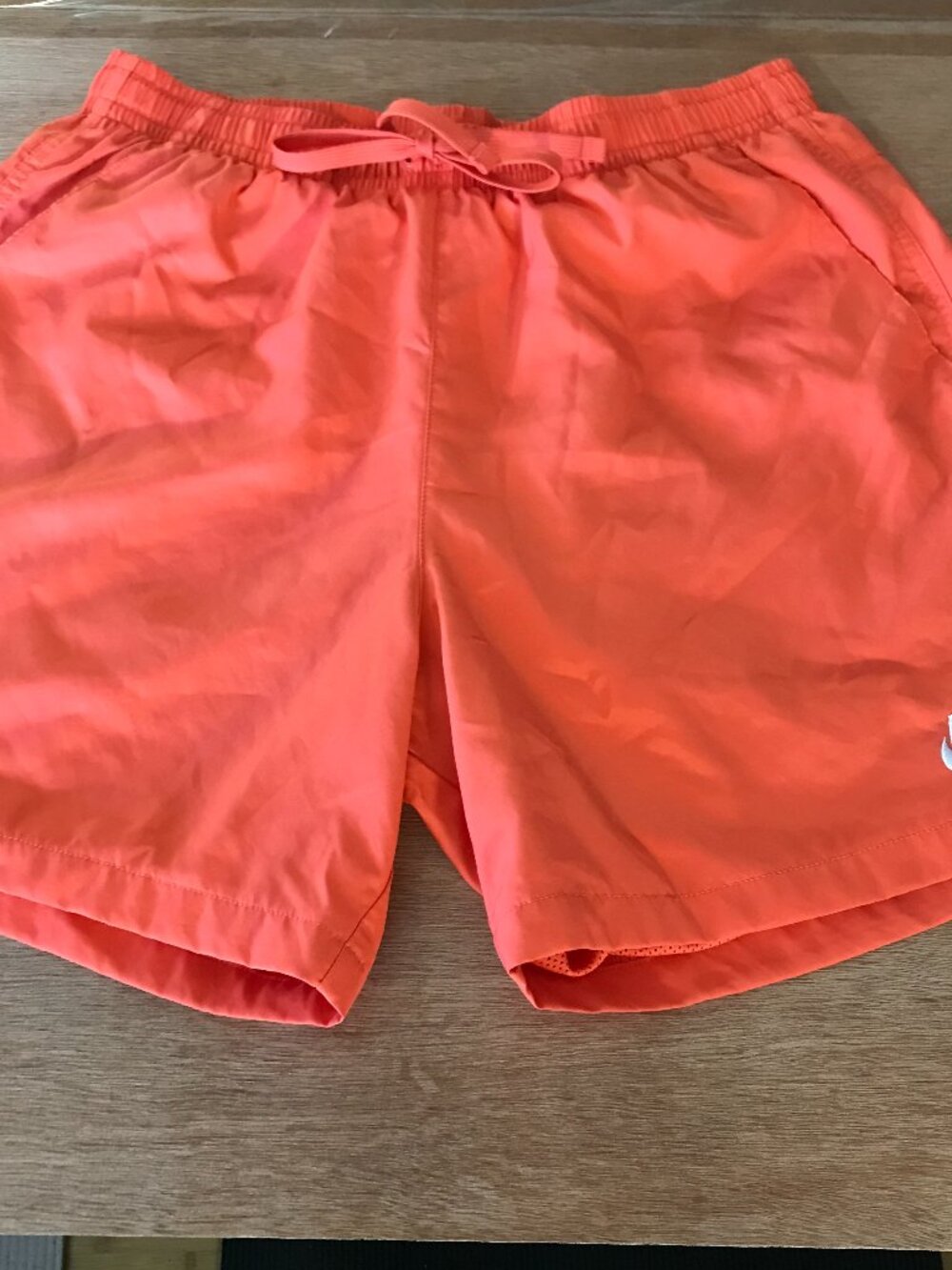 Nike Sportswear Flow Athletic Shorts Men L Orange Tie Waist Pocket Athleisure